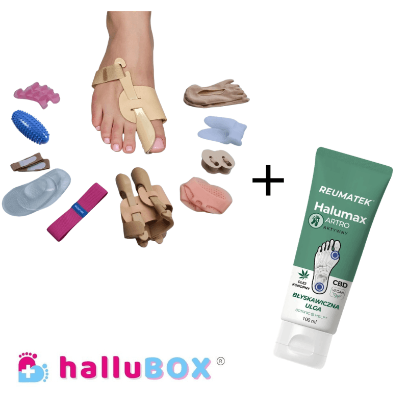 Sada na vbočený palec: krém HALUMAX a HALLUBOX